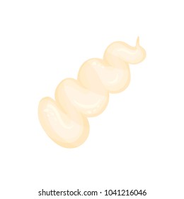 Stripe of fresh mayonnaise or cheese sauce. Cooking ingredient. Tasty gravy for salad. Culinary theme. Decorative flat vector element for product packing or cafe menu
