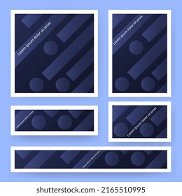 Streifengeometrische Muster-Banner-Set-Vorlage für Unternehmen. Vorlage für Plakate, Broschüren, Hintergründe usw.