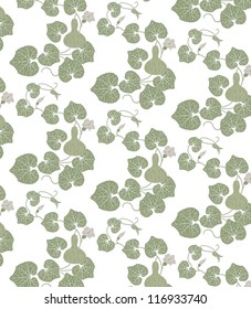 stripe green pumpkin on blossom branch seamless