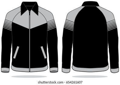 Stripe Jacket Design Vector With Grey/Black Colors.Front And Back Views.