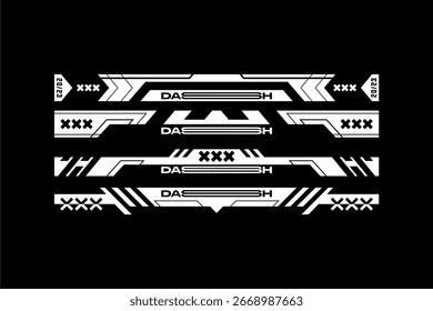 Paquete de Vector de activos de estilo techno de superposición de pantalla cibernética de línea de rayas