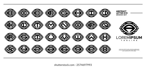 Stripe line eye monogram A-Z letter logo set