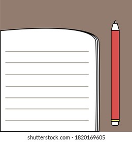 Stripe lined papers and ballpoint pen isolated on brown background. Blank to-do-list sheets for adding your own text with lined paper and red ballpoint pen.