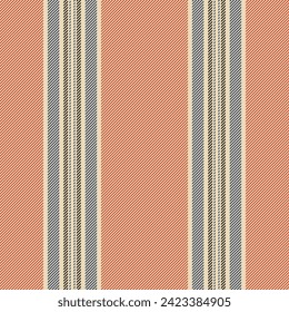 Stripe lines background of seamless textile pattern with a fabric vertical vector texture in light and red colors.