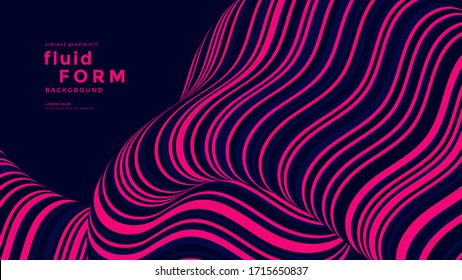 Stripe neon optical fluid wave. Duotone wavy line compositions. Dynamic flow background design for cover, flyer.