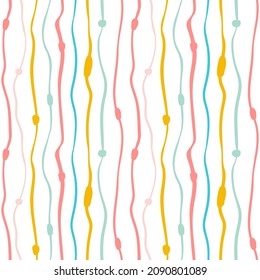 Stripe pastel pattern with polka dot texture. Simple wave geometric pattern in scandinavian style. Vector illustration of geometric background. Hand drawn minimalist stripes.