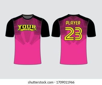 Stripe pattern abstract filled hot pink and black color combination shirt design