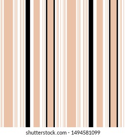 Stripe pattern with Beige, Black and white colors vertical parallel stripes.Vector abstract background.