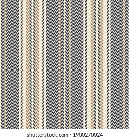 Stripe pattern in black, gold, beige. Herringbone textured dark stripes background vector graphic for shirt, skirt, pillow, blanket, or other modern autumn winter fashion or interior design.