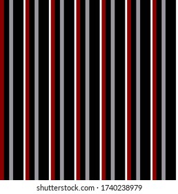 Stripe pattern with Black, Red, Grey and White colors vertical parallel stripe design for shirt printing, textiles, jersey, jacquard patterns, wrapping, websites. Vector abstract background.