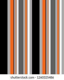Stripe pattern with Black,orange,grey and white vertical parallel stripes.vector background.