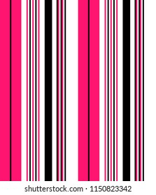 Stripe pattern with black,pink and white vertical parallel stripes.Vector pattern stripe abstract background.