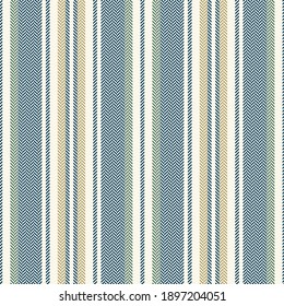 Stripe pattern in blue, green, gold, off white. Herringbone textured seamless stripes for flannel shirt, skirt, trousers, duvet cover, or other modern spring summer autumn winter textile design.