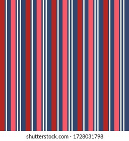 Stripe pattern with Blue, Red, Pink and Beige colors vertical parallel stripe design for shirt printing, textiles, jersey, jacquard patterns, wrapping, websites. Vector abstract background.