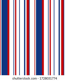 Stripe pattern with Blue, Red and white colors vertical parallel stripe design for shirt printing, textiles, jersey, jacquard patterns, wrapping, websites. Vector abstract background.