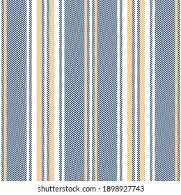 Stripe pattern in blue, yellow, white. Textured herringbone seamless retro stripes background graphic for flannel shirt, pyjamas, or other modern spring summer autumn winter fashion textile design.