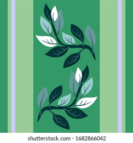 stripe pattern branch leaves green background
