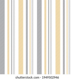 Stripe pattern graphic in grey, yellow, white. Seamless vertical lines textired vector for spring summer dress, shirt, skirt, notebook cover, other modern everyday fashion fabric or paper print.