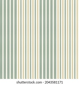 Stripe pattern in green, gold, beige. Herringbone textured vertical stripes background vector for shirt, dress, jacket, skirt, shorts, other modern spring summer autumn winter fashion fabric design.