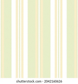 Stripe pattern with herringbone texture in light green and yellow. Seamless vertical lines background vector for dress, shirt, pyjamas, other modern spring summer fashion fabric print.