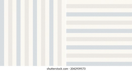 Stripe Pattern With Herringbone Texture Light Blue And Beige. Seamless Pin Stripes Pale Vector Background Graphic For Shirt, Dress, Skirt, Other Spring Summer Autumn Winter Fashion Fabric Print.