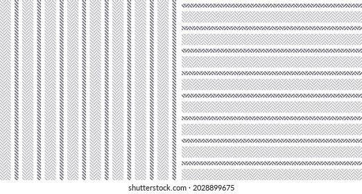 Stripe pattern with herringbone texture in neutral grey and white. Seamless simple basic minimal light stripes for shirt or other modern spring summer autumn winter fashion fabric design.