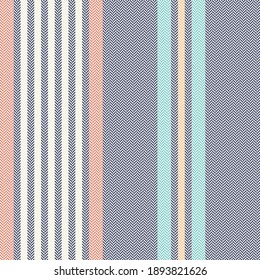 Stripe pattern multicolored herringbone vector. Textured vertical lines in blue, orange, turquoise, yellow for blanket, duvet cover, or other modern spring summer fashion or interior textile design.