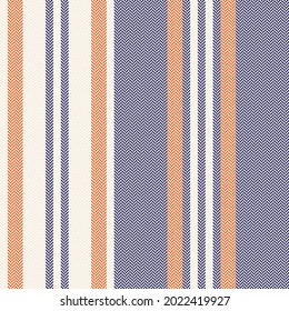 Stripe pattern in navy blue, orange, beige. Herringbone textured large wide stripes for mattress, duvet cover, dress, trousers, pyjamas, other modern spring autumn winter fashion textile print.