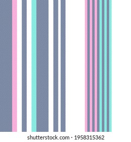 Stripe pattern in navy blue, pink, green, white for modern fabric design. Textured vertical large wide lines for womenswear dress, skirt, trousers, bed sheet, other spring summer fashion print.