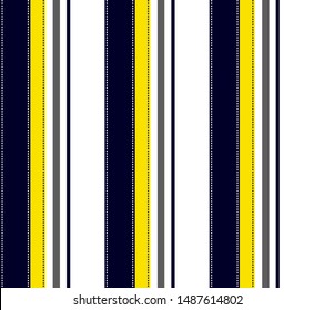 Stripe pattern with navy blue, yellow, grey and white colors vertical parallel stripes.Vector abstract background.