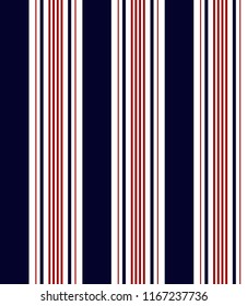 Stripe pattern with navy blue,red and white colors vertical parallel stripe.Vector abstract background.