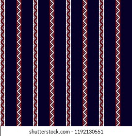 Stripe pattern with navy blue,red and white vertical parallel stripes.vector abstract background.
