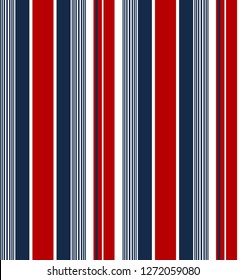 Stripe Pattern With Navy Blue,red And White Colors Vertical Parallel Stripes.vector Background.