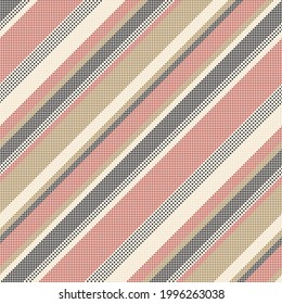 Stripe pattern with pixel texture in gold brown, beige, red. Seamless bayadere background vector for skirt, upholstery, blanket, throw, notebook cover, other modern autumn winter fashion fabric print.