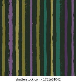 Stripe pattern, purple and green striped seamless background. Texture ink brush strokes. Hand drawn vector grunge stripes, modern paintbrush line backdrop