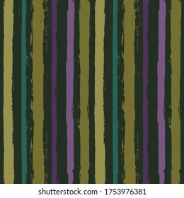 Stripe pattern, purple and green striped seamless background. Texture ink brush strokes. Hand drawn vector grunge stripes, modern paintbrush line backdrop