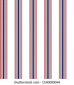 Stripe pattern with red,blue and white vertical parallel stripe.vector abstract background.