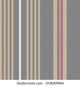 Stripe pattern seamless in black, brown gold, red, beige. Textured herringbone background graphic for autumn winter dress, skirt, shirt, trousers, other modern everyday casual fashion textile print.