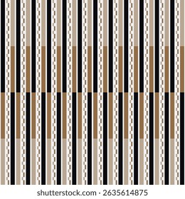 Stripe pattern seamless of black and brown vertical lines. Abstract pattern of classic brown tone. Concept of geometric, repeat, vintage fashion for fabric texture, print, decor, background, textile.
