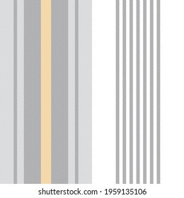 Stripe pattern seamless in grey, yellow, white for modern textile prints. Textured vertical large wide lines for womenswear dress, skirt, trousers, mattress, other spring summer autumn fashion fabric.