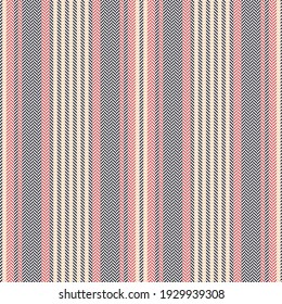 Stripe pattern seamless vector in navy blue, red, beige. Vertical textured herringbone lines for autumn winter dress, bed sheet, trousers, flannel shirt, duvet cover, or other modern textile print.