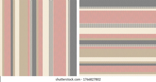 Stripe pattern set. Herringbone black, gold, red patterned stripes for autumn and summer dress, trousers, shorts, skirt, and other modern fashion and home textile print.