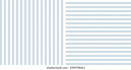 Stripe pattern set in light blue and white. Seamless herringbone textured striped backgrounds for cotton shirt, dress, skirt, trousers, other modern spring summer autumn winter fashion fabric design.