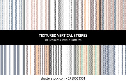 Stripe pattern set. Seamless abstract vertical stripes for summer and spring dress, bed sheet, duvet cover, trousers, skirt, shorts, or other modern fashion or home textile design.