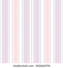 Stripe pattern for spring summer in lilac, pink, white. Seamless herringbone textured pastel light vertical stripes graphic for dress, skirt, mattress, pyjamas, other modern fashion textile print.