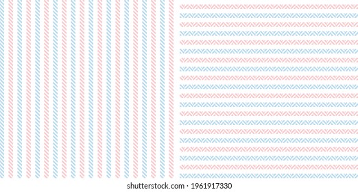 Stripe pattern textured in blue, pink, white. Seamless light pastel basic simple line vector graphic for dress, shirt, other modern spring summer autumn winter fashion fabric or paper print.