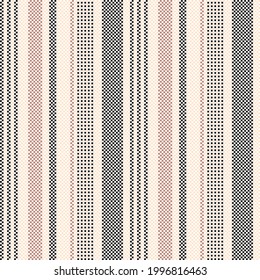 Stripe pattern. Textured pixel vector in pink, black, beige. Seamless vertical design background for spring summer autumn dress, shirt, throw, gift paper, other modern fashion textile print.