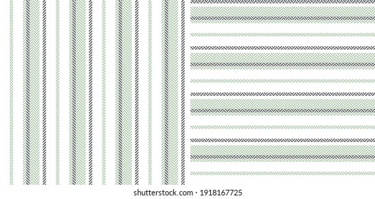 Stripe pattern textured set in grey, green, white. Seamless herringbone textured lines graphic art for shirt, dress, skirt, other modern spring summer autumn winter everyday fashion textile print.