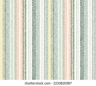 Stripe pattern vector. Multicolored textured twill vertical retro stripes in green, pink, yellow, off white for dress, trousers, shorts, wallpaper, or other summer textile print.