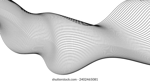 stripe pattern white line background. Thin line wavy abstract vector background. Curve wave seamless pattern. Abstract texture line pattern background. Vector digital art banner